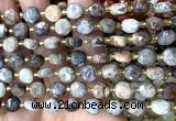 CCB2028 15 inches 8mm faceted coin fossil coral beads