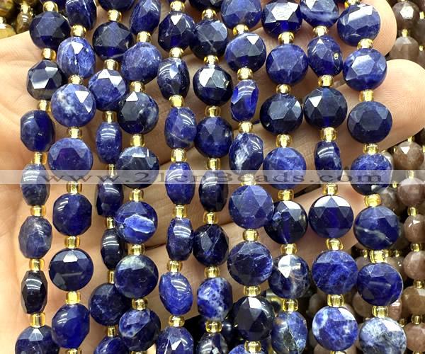CCB2040 15 inches 8mm faceted coin sodalite gemstone beads