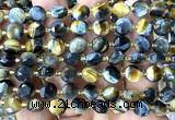 CCB2050 15 inches 8mm faceted coin golden & blue tiger eye beads