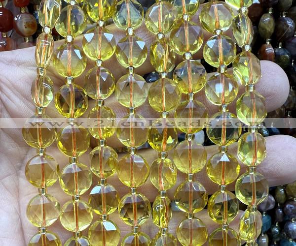 CCB2086 15 inches 10mm faceted coin citrine beads wholesale