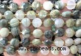CCB2096 15 inches 10mm faceted coin seaweed quartz beads