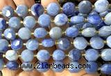 CCB2111 15 inches 10mm faceted coin blue aventurine jade beads