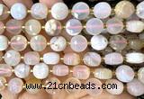 CCB2121 15 inches 10mm faceted coin sakura agate beads