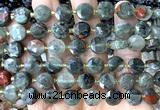 CCB2147 15 inches 10mm faceted coin blood jasper beads
