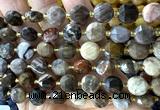 CCB2157 15 inches 10mm faceted coin wooden jasper beads