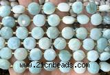CCB2181 15 inches 10mm faceted coin amazonite beads wholesale