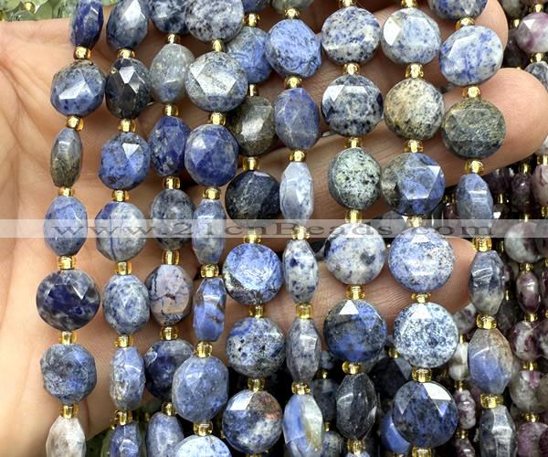 CCB2186 15 inches 10mm faceted coin dumortierite gemstone beads
