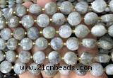 CCB2189 15 inches 10mm faceted coin labradorite beads wholesale