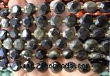 CCB2194 15 inches 10mm faceted coin golden obsidian beads