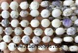 CCB2207 15 inches 10mm faceted coin white opal beads