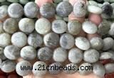 CCB2278 15 inches 15mm flat round matte labradorite beads wholesale