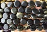 CCB2280 15 inches 15mm flat round matte golden obsidian beads
