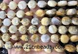 CCB2317 15 inches 12mm faceted coin yellow crazy lace agate beads