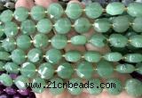 CCB2328 15 inches 12mm faceted coin green aventurine jade beads