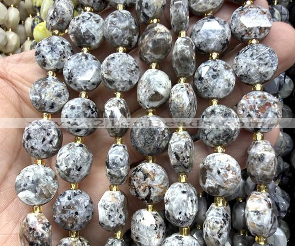 CCB2339 15 inches 12mm faceted coin yooperlite flame jasper beads