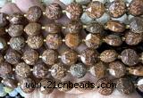 CCB2347 15 inches 12mm faceted coin elephant skin jasper beads
