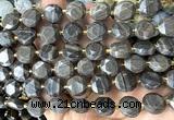 CCB2349 15 inches 12mm faceted coin coffee wood jasper beads