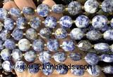 CCB2374 15 inches 12mm faceted coin blue spot stone beads