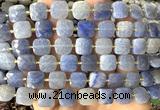 CCB2406 15 inches 10mm faceted square blue aventurine jade beads