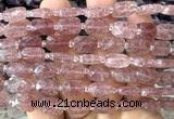 CCB2452 15 inches 9*13mm faceted rectangle strawberry quartz beads