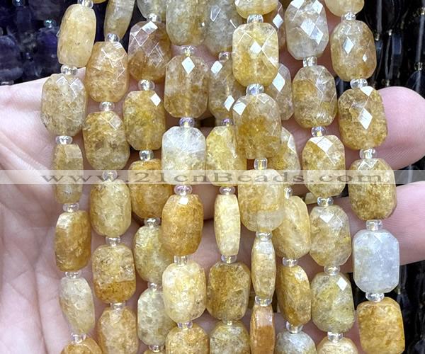 CCB2453 15 inches 9*13mm faceted rectangle yellow quartz beads
