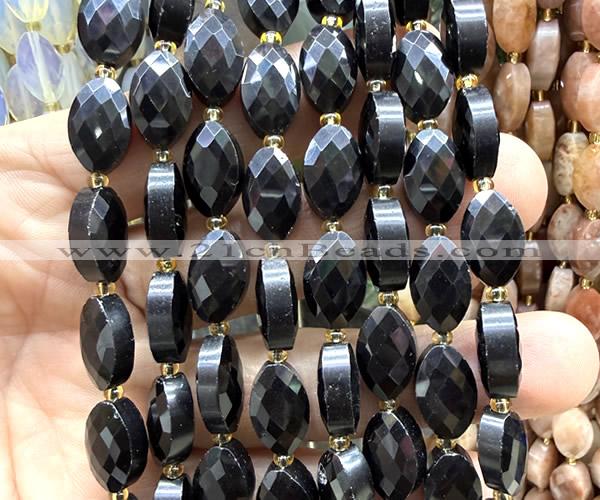 CCB2523 15 inches 9*14mm faceted marquise black obsidian beads