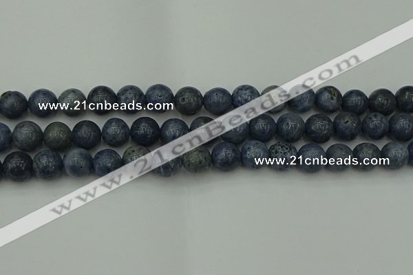 CCB454 15.5 inches 12mm round blue coral beads wholesale