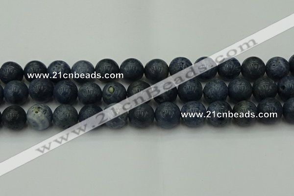 CCB456 15.5 inches 16mm round blue coral beads wholesale