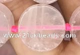 CCB502 15.5 inches 16mm coin rose quartz beads wholesale