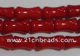 CCB51 15.5 inches 6*10mm bamboo shape red coral beads Wholesale