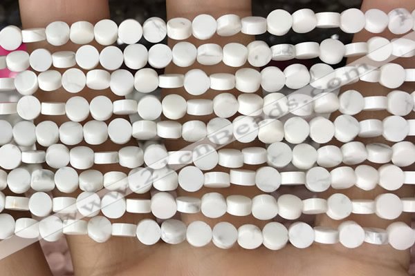 CCB510 15.5 inches 4mm coin white howlite beads wholesale