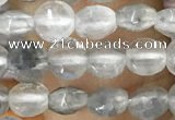 CCB533 15.5 inches 4mm faceted coin cloudy quartz beads