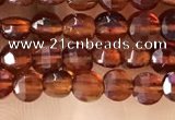 CCB536 15.5 inches 4mm faceted coin orange garnet beads wholesale