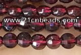 CCB538 15.5 inches 4mm faceted coin red garnet beads wholesale