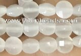 CCB542 15.5 inches 4mm faceted coin white moonstone beads