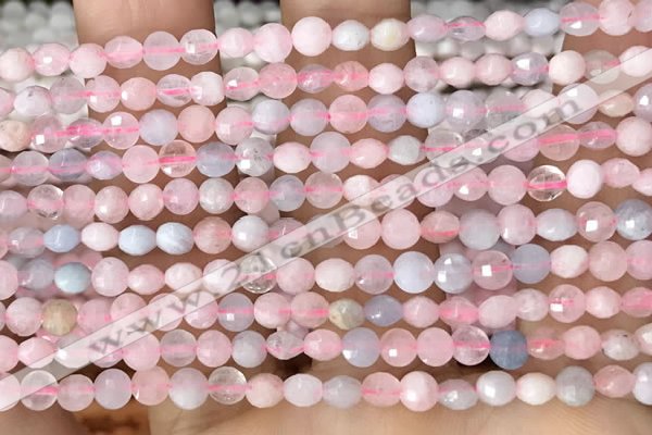 CCB544 15.5 inches 4mm faceted coin morganite gemstone beads