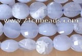 CCB551 15.5 inches 4mm faceted coin blue lace agate beads