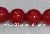 CCB58 15.5 inches 13-14mm round red coral beads Wholesale