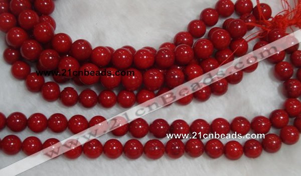 CCB58 15.5 inches 13-14mm round red coral beads Wholesale