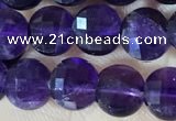 CCB601 15.5 inches 6mm faceted coin natural amethyst beads wholesale