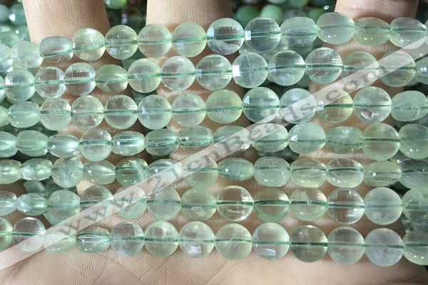 CCB608 15.5 inches 6mm faceted coin prehnite gemstone beads