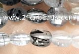 CCB609 15.5 inches 6mm faceted coin black rutilated quartz beads