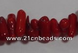 CCB61 15.5 inch 4*11mm irregular branch red coral chip beads