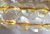 CCB610 15.5 inches 6mm faceted coin golden rutilated quartz beads