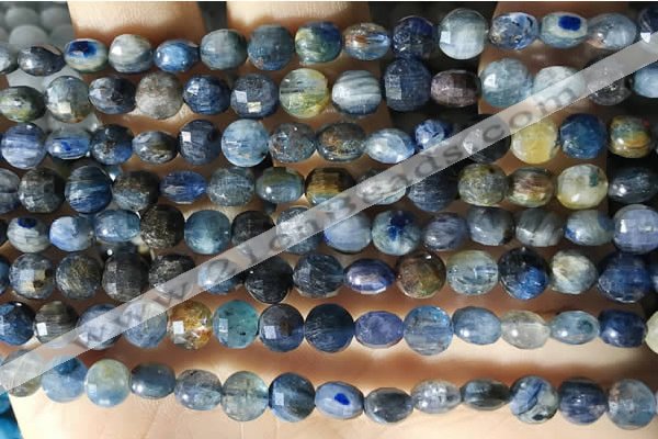 CCB613 15.5 inches 6mm faceted coin natural kyanite gemstone beads