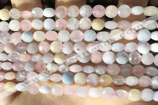 CCB614 15.5 inches 6mm faceted coin morganite gemstone beads