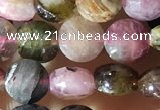 CCB618 15.5 inches 6mm faceted coin tourmaline gemstone beads