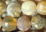 CCB621 15.5 inches 6mm faceted coin fossil coral beads wholesale