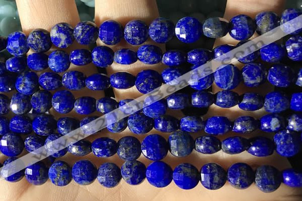 CCB624 15.5 inches 6mm faceted coin lapis lazuli gemstone beads