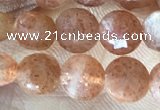 CCB628 15.5 inches 6mm faceted coin natural sunstone gemstone beads